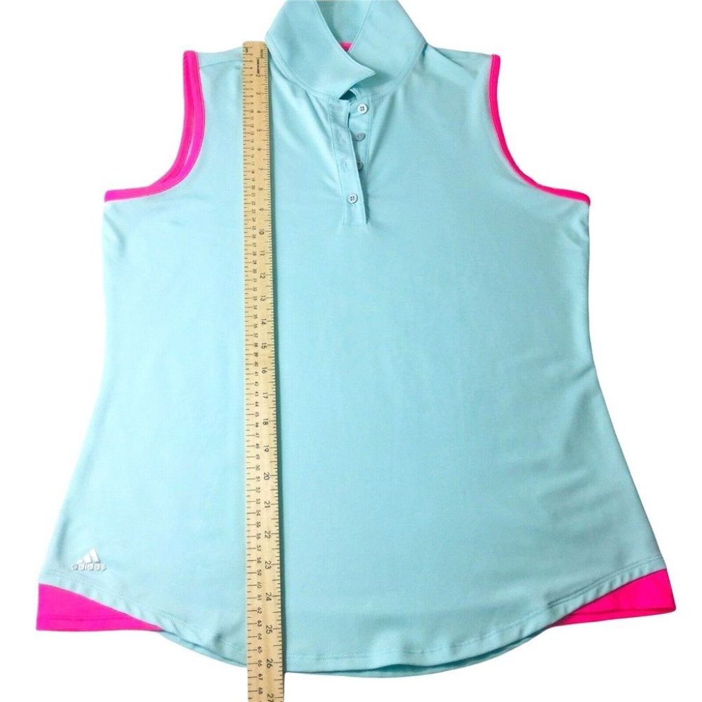 Adidas Women's Sleeveless Golf Polo Top Size L Blue and pink. - Picture 12 of 12